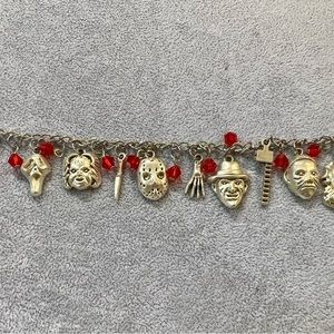 HOLD Horror Movie Fans Bracelet! IT Freddie Scream Chucky Jason etc Silvertone
